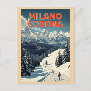 Carte Postale Cadeaux de station de ski vintage Milano Cortina 2