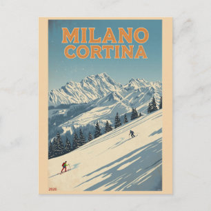 Carte Postale Cadeaux de station de ski vintage Milano Cortina 2