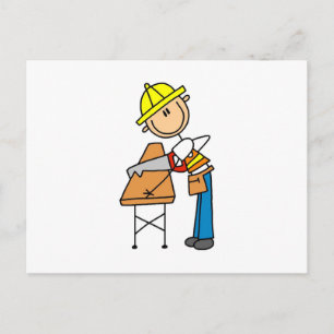 Carte Postale Cadeaux de travailleur de la construction sciant d