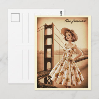 Carte Postale Cadeaux de vieux bus vintage sur la route à San Fr