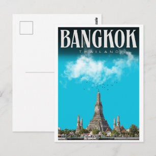 Carte Postale Cadeaux de voyage à Bangkok rétro -  Wat Arun