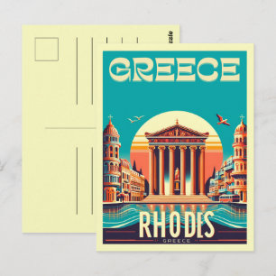 Carte Postale Cadeaux de voyage de vacances à Rhodes City - Grèc