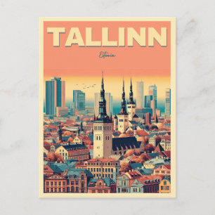 Carte Postale Cadeaux de voyage rétro de la ville de Tallinn Est