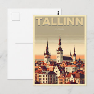 Carte Postale Cadeaux de voyage rétro de la ville de Tallinn Est