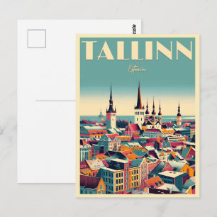 Carte Postale Cadeaux de voyage rétro de la ville de Tallinn Est