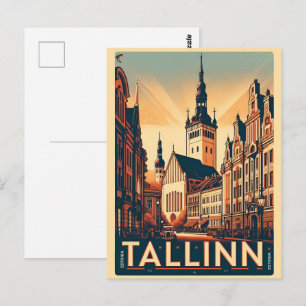 Carte Postale Cadeaux de voyage rétro de la ville de Tallinn Est