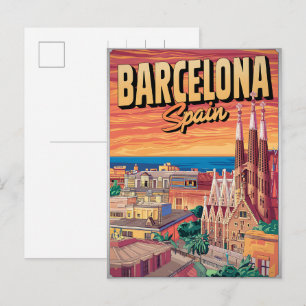 Carte Postale Cadeaux de voyage vintage barcelone sagrada famili
