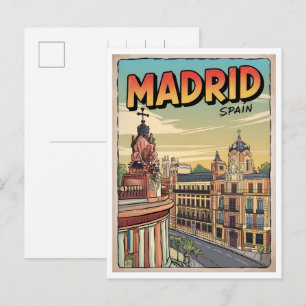 Carte Postale Cadeaux de voyage vintage de la ville de Madrid en