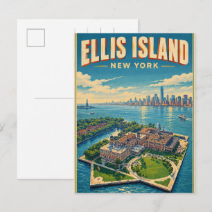 Carte Postale Cadeaux de voyage vintage Ellis Island New York