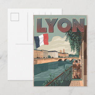Carte Postale Cadeaux de voyage vintage LYON ville française Rhô