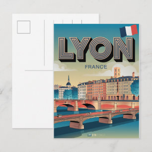 Carte Postale Cadeaux de voyage vintage LYON ville française Rhô