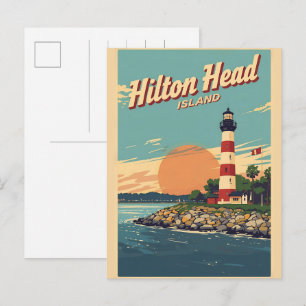 Carte Postale Cadeaux de voyage vintage phare de l'île de Hilton