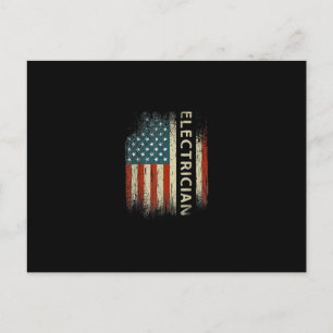 Carte Postale Cadeaux d'électricien patriotique pour hommes Drap