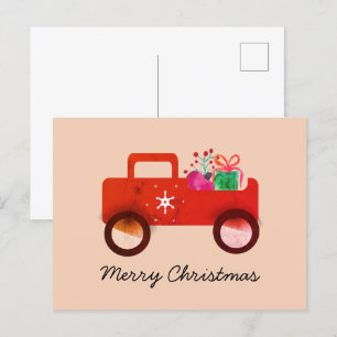 Carte Postale Cadeaux d'ornements d'aquarelle de camion vintage