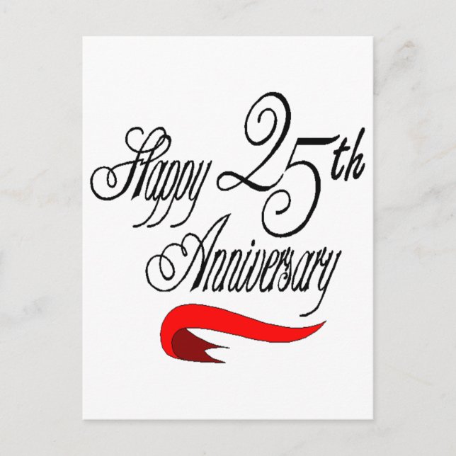 Carte Postale Cadeaux du 25e anniversaire du Mariage (Devant)