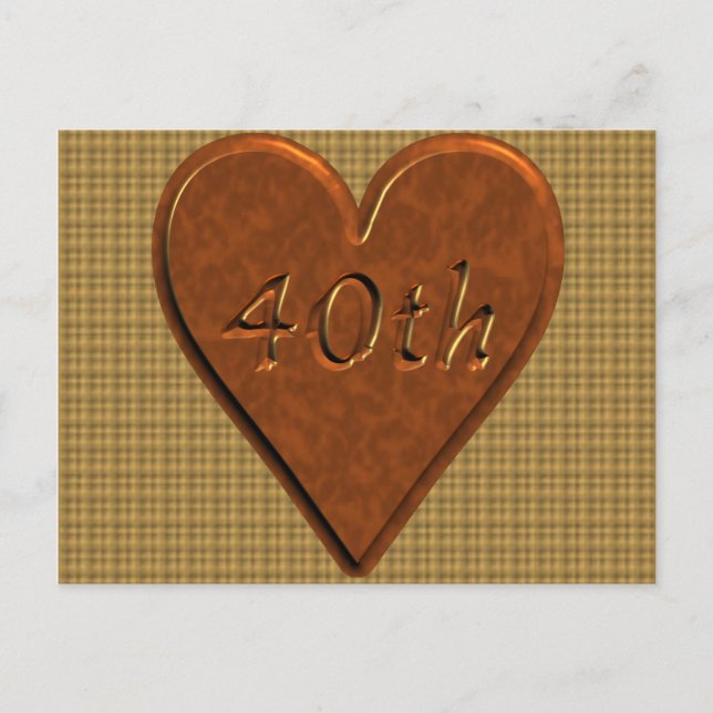 Carte Postale Cadeaux du 40e anniversaire du Mariage (Devant)