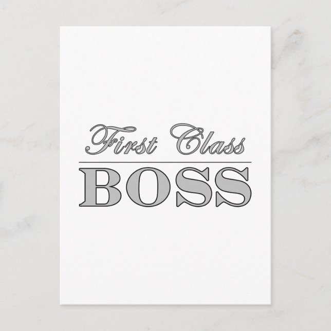 Carte Postale Cadeaux élégants pour boss de première classe (Devant)