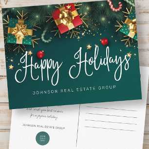 Carte Postale Cadeaux et ornements de Noël Joyeuses Fêtes