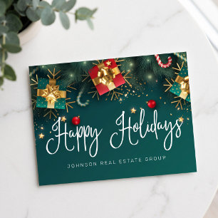 Carte Postale Cadeaux et ornements de Noël Joyeuses Fêtes
