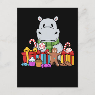 Carte Postale Cadeaux Hippopotamus Enfants Hippo de Noël