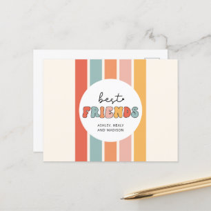 Carte Postale Cadeaux personnalisés rétro pour meilleures amies 