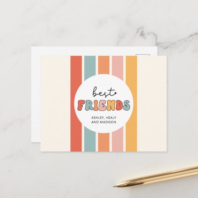 Carte Postale Cadeaux personnalisés rétro pour meilleures amies  (Devant/Arrière en situation)