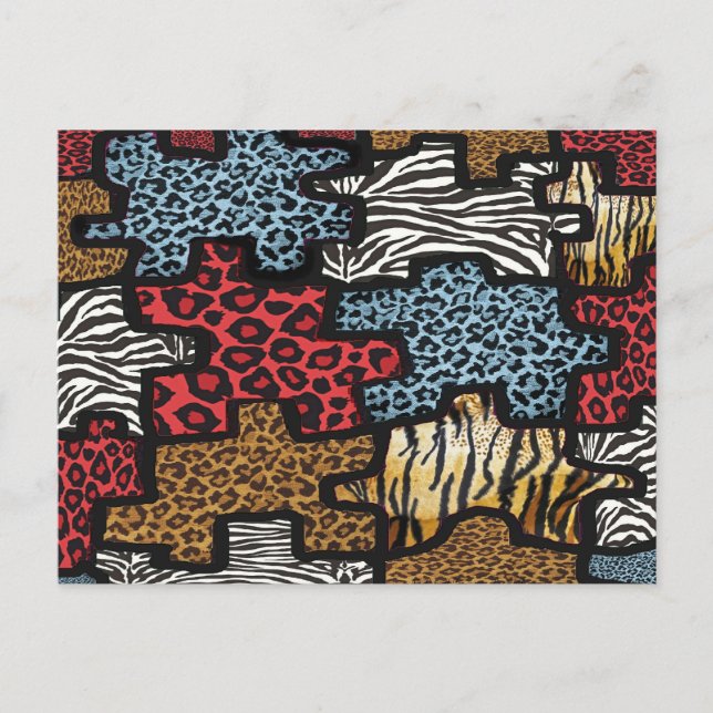 Carte Postale Cadeaux Rockabilly RAB Imprimé Léopard Zèbre Puzzl (Devant)