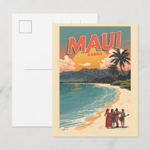 Carte Postale Cadeaux souvenirs de plage tropicale vintage Maui 
