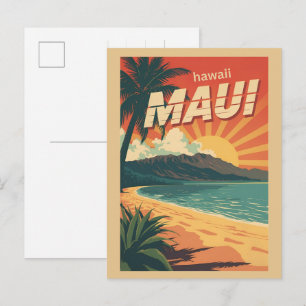 Carte Postale Cadeaux souvenirs de plage tropicale vintage Maui 