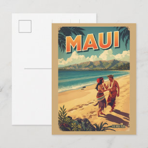Carte Postale Cadeaux souvenirs de plage tropicale vintage Maui