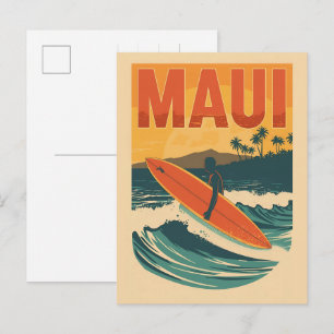 Carte Postale Cadeaux souvenirs de plage tropicale vintage Maui 