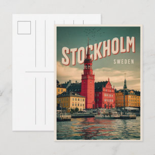 Carte Postale cadeaux vintage bord de mer stockholm suède voyage