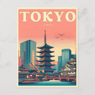Carte Postale Cadeaux vintage de voyage à Tokyo Japon