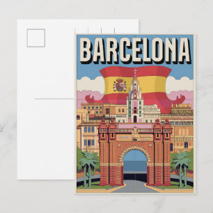 Carte Postale Cadeaux voyage espagne vintage barcelone Arc de Tr