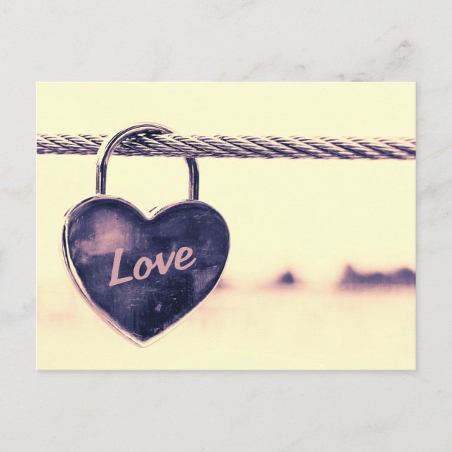 Carte Postale Cadenas d'amour en forme de coeur (Devant)