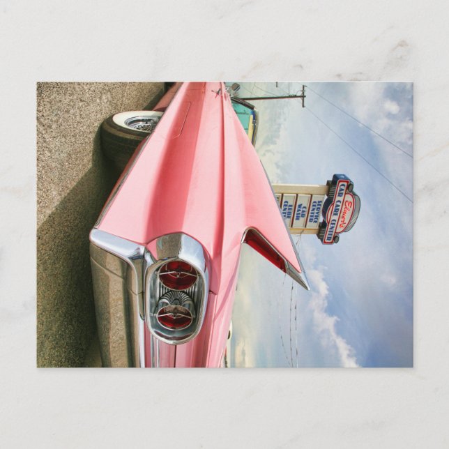Carte Postale Cadillac rose 1962 (Devant)
