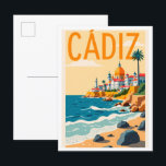 Carte Postale Cadiz Espagne Art Vintage Illustration Voyage<br><div class="desc">Cadiz Espagne Art Vintage Illustration Lieu de voyage</div>