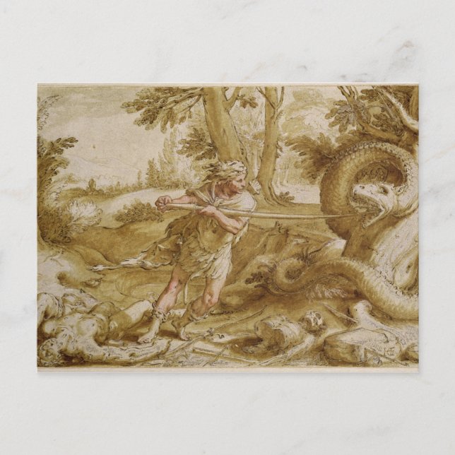 Carte Postale Cadmus sur le point d'attaquer un dragon (Devant)