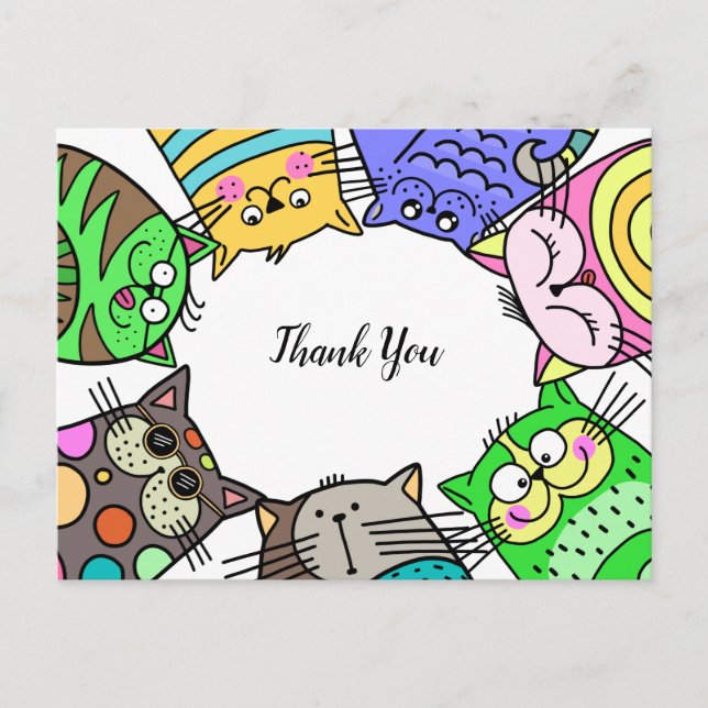 Carte Postale Cadre de chat de remerciement (Devant)