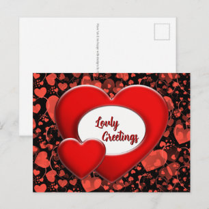Carte Postale Cadre de conception de cœurs adorables + votre tex