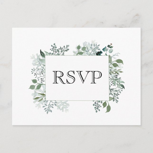 Carte Postale Cadre de mariage RSVP de verdure botanique (Devant)