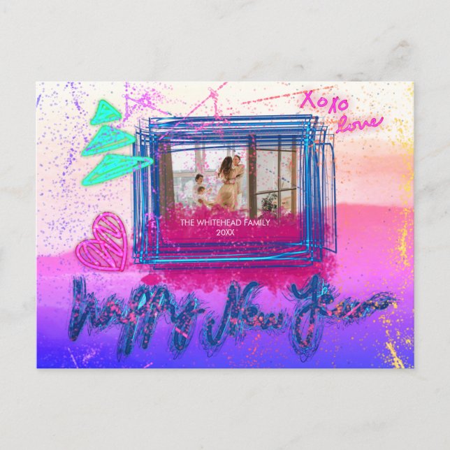 Carte Postale Cadre de photo à paillettes lumineuses holographiq (Devant)