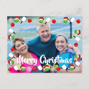 Carte Postale Cadre de photo de vacances de Pickleball Joyeux No