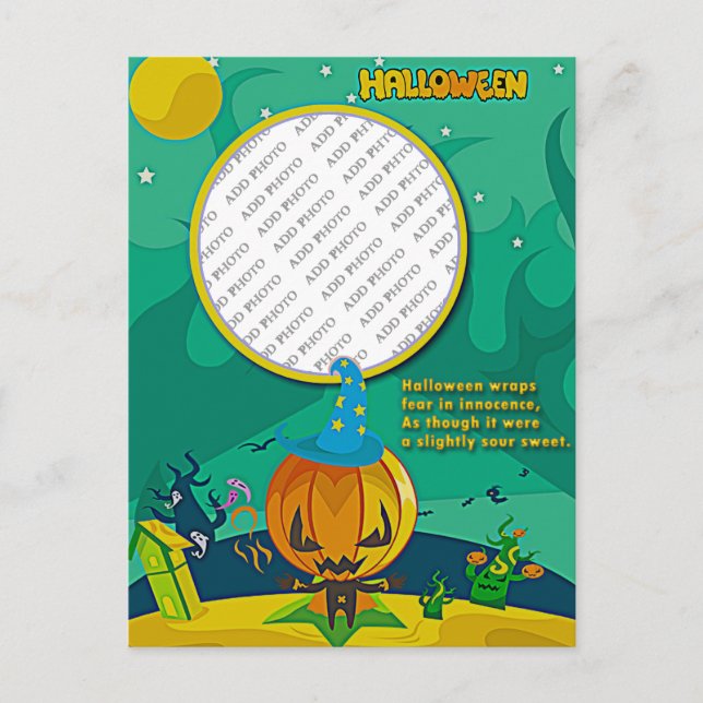 Carte Postale Cadre de photo Halloween Jack o' Lantern sorcier A (Devant)