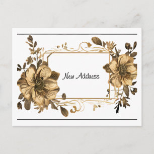 Carte Postale Cadre Doré Floral Nouvelle Adresse
