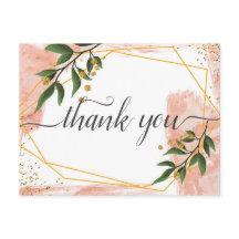 Cadre doré moderne ivoire floral vert Merci