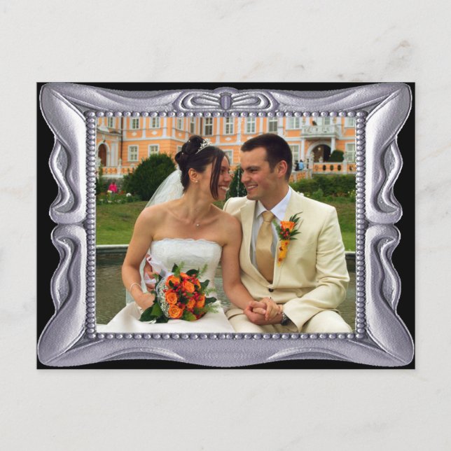 Carte Postale Cadre en argent fantaisie Ajouter une photo ici (Devant)