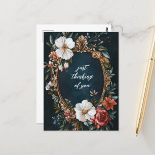 Carte Postale Cadre Floral Élégant Vintage Pensées pour Toi