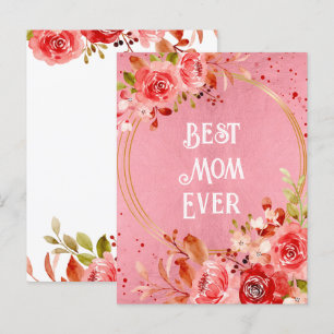 Carte Postale Cadre floral Pink Peony Meilleure Maman Forever