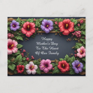 Carte Postale Cadre floral vintage avec bordure d'hibiscus